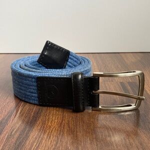4/$20 Pebble Beach Cotton and Leather Belt Blue and Black